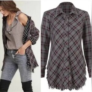 CABI 3946 Highland Plaid Long Sleeve Flannel Shirt Size M